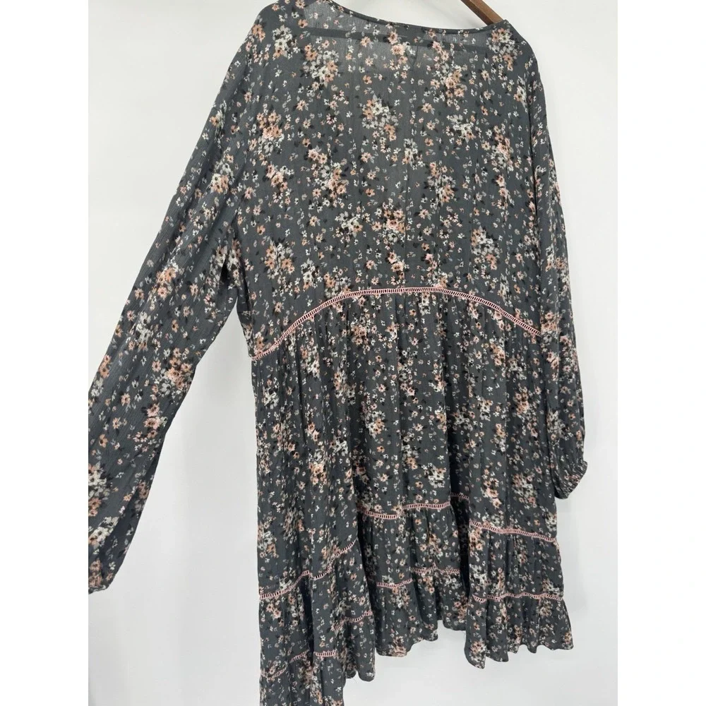 Oddi Boho Babydoll Tiered Cottage Prairie Oversized Dress 3X long sleeve country